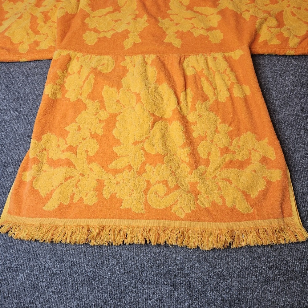 Vintage Terry Towel Handmade Cover Up Top MCM Cannon Orange Fringe - Picture 4 of 13